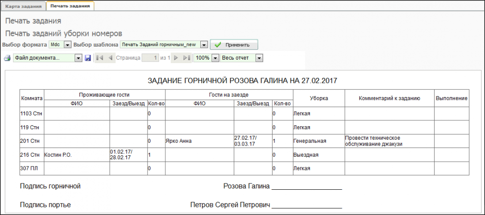 График работы горничной в гостинице образец график